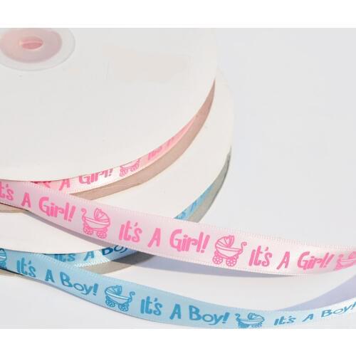 10Y Its A Boy Girl Printed Ribbon Baby Shower Christening Baby Girl Boy Satin Ribbon For Children Gift Packing DIY Crafts