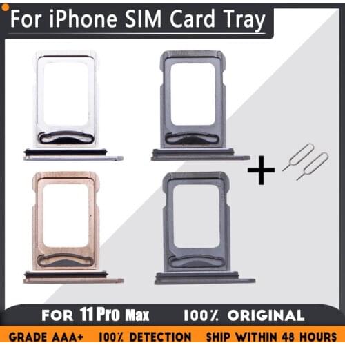 Single double Nano Sim Card Tray Holder Tray Slot for iphone 11 Pro Max Replacement Part SIM Card Holder Adapter Socket Gray