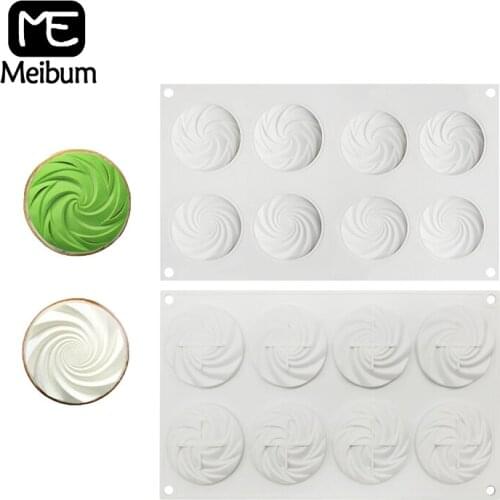 8 Cavity 3D Spiral Brownie Mousse Mould Silicone Cake Mold French Dessert Pan Chocolate Muffin Pastry Tray Baking Tools