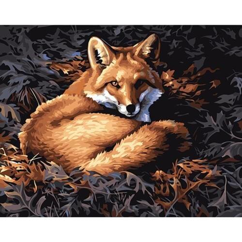 Fox DIY Digital Canvas Oil Painting Coloring By Numbers Home Decor Hand Painted Canvas Oil Painting on the Wall Picture DY394
