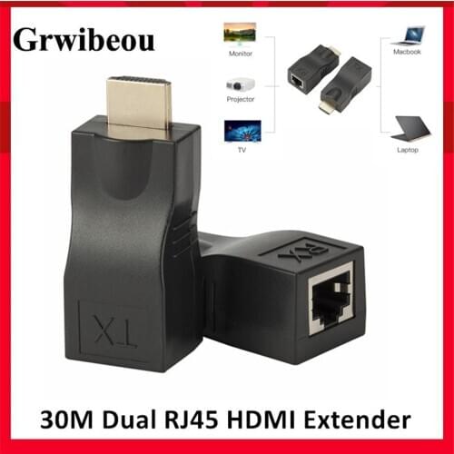 Grwibeou HDMI Extender HDMI Extension up to 30m Over CAT5e / 6 UTP LAN Ethernet Cable RJ45 Ports LAN Network