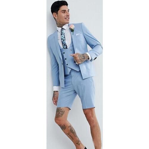 Summer Beach Mens Wedding Tuxedos 2021 Slim Fit Shawl Lapel Groom Wear Suits Groomsman Prom Blazer (Jakcet+Pant+Vest+Tie)