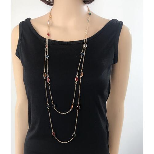 Mixed Color Sweet Cute Necklace, Colorful Pendant Sweater Necklace