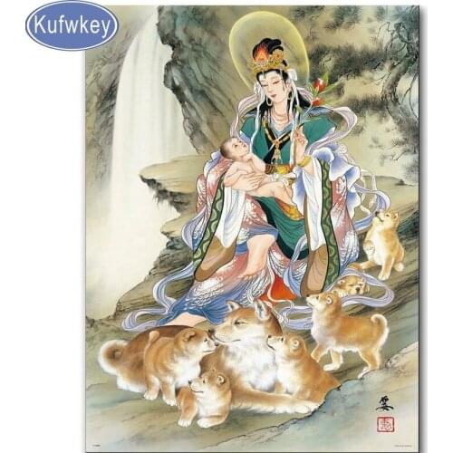 Full square round drill 5D DIY diamond painting mosaic Guanyin Buddha cross stitch kits 3d embroidery rhinestone pattern,baby