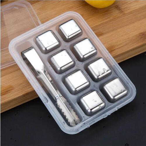 Stainless Steel Ice Cubes Wine Coolers Reusable Chilling Metal ice for Coffee Drink Whiskey Keep Drink Cold Longer Bar wine set