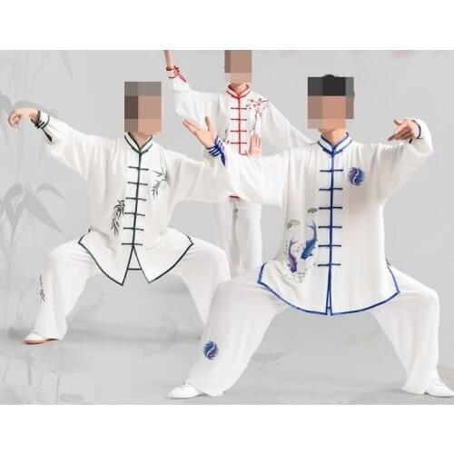 Newest high quality bamboo plum flower embroidery tai chi clothing practise Kung fu suits wushu martial arts performance uniform