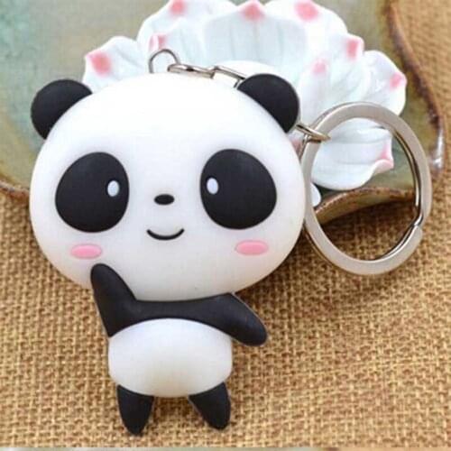 Newest Animal Panda KeyChain Cute Creative Cartoon Keyholder Silicone Jewelry Car Girls Bag Keyring Ornaments Accessories Gift