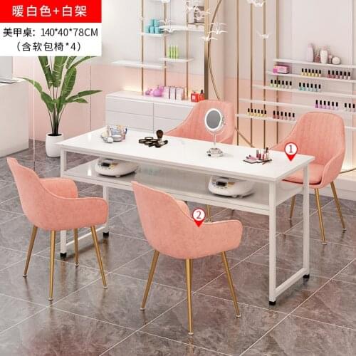 New Net Celebrity Nail Table and Chair Set Single Double Beauty Table Marble Pattern New Nail Table Nail Table Manicure Table