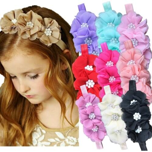 30Pcs Kids Girls Chiffon Flowers Head Wrap Baby Infants Soft Elastic Floral Headbands Handmade Headwear For Take Photos