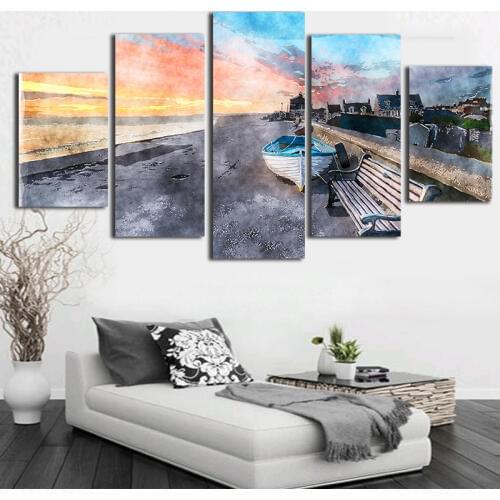 Seaside Life Canvas Painting 5 Piece Canvas Art Home Wall Decor For Living Room Bedroom HD Poster Printed on Canvas Abstract