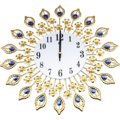 Luxury Artificial Crystal Diamond Large Wall Clock Metal Living Room Wall Clock Home Art Decoration WY72308