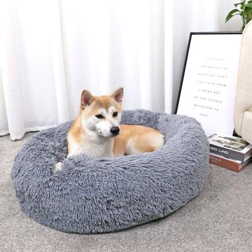 Luxury Pet Dog Beds Round Houses Long Wool Super Warm Soft Breathable Solid Puppy Kennel Kitten Washable Cushion for Dogs Towels