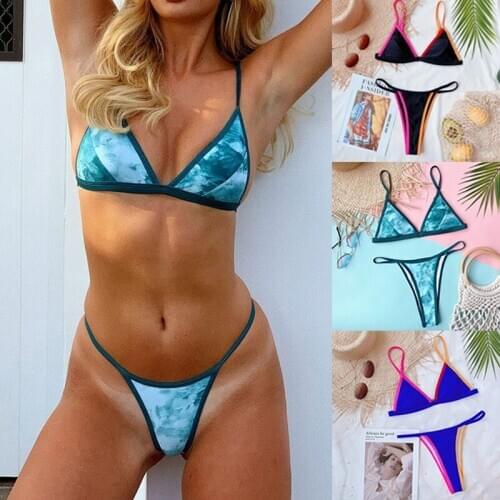 Sexy Triangle Push Up Bikinis Women Brazilian Bikini Set Patchwork Padded Swimwear Summer Swimsuit Bathing Suit Female Biquini