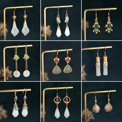 Ethnic Dangle Earrings for Women Elegant Palace Vintage Stone Earrings 2021 Trend Dating Animal Jewelry Pendientes Kolczyki