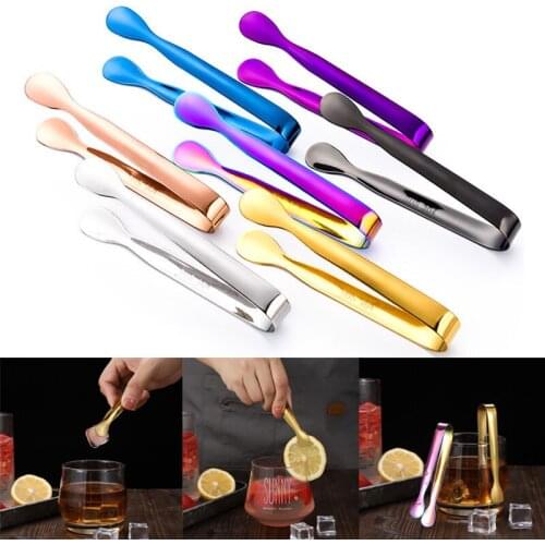 Stainless Steel Ice Cube Clip Sugar Tongs Lemon Slice Bread Foods BBQ Clips Barbecue Clamp Bar Kitchen Utensils Accessories