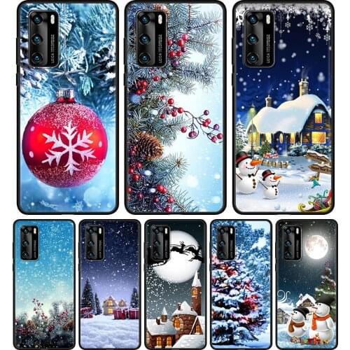 Snow Merry Christmas Silicone Phone Case for Huawei P10 P20 Lite P30 P40 Pro Plus P50 Casing for Huawei P Smart Z Back Cover Bag