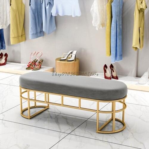 Nordic Iron Art Shoes Changing Bench Bench Bench Household Bed End Bench Shoes Testing Bench Fitting Room Shoes Store Clothing