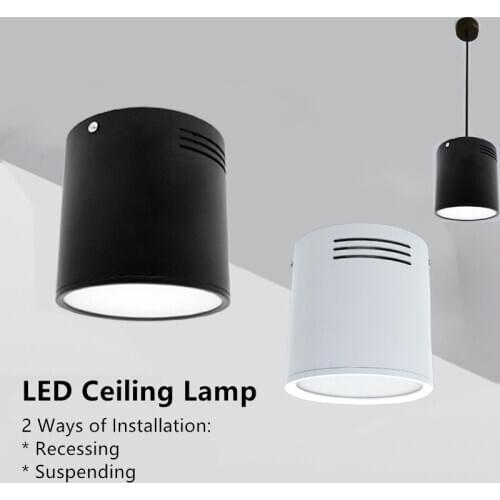 2pcs LED Surface Mounted Ceiling Light with Hanging Wire White and Black for Commercial and Home Lighting