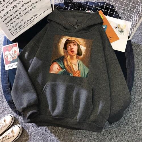 Pulp Fiction Print Man Hoodie Pocket Loose Fleece Hooded Pullover Unisex Vintage Cartoons Hoody Top Punk Hip Hop Sweatshirts