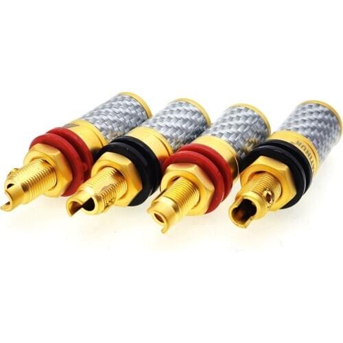 Carbon fiber 99.99% Pure Copper Gold Amplifier Speaker Terminal Binding Post MATIHUR 4pcs