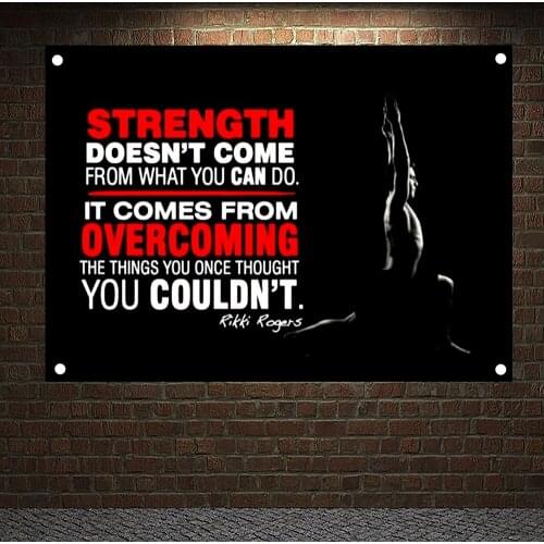 Inspirational Quotes Motivational Workout Poster Yoga bodybuilding Fitness Banners Flag Wall Art Gym Decor Canvas Pictures Mural