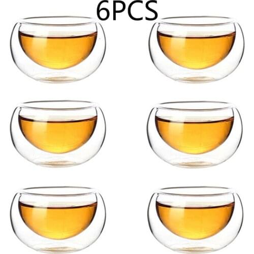High Borosilicate Heat-resisting Glass Small Double Wall Tea Cup Originality Transparent Double Wall Kungfu Teacup Capacity 50ML