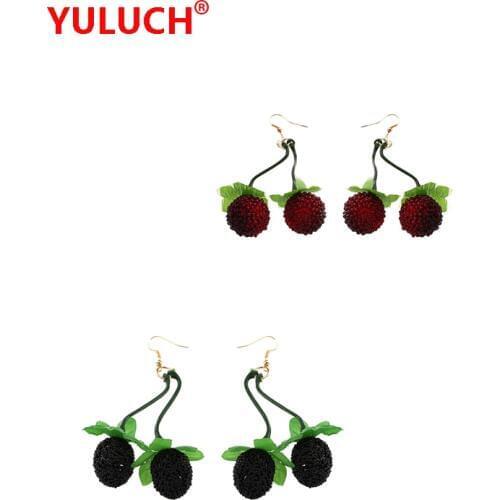 YULUCH 2018 Personality Fashion Woman New Design Silicone Acrylic Ripe Bayberry Fruit Pendant Earrings Accessories Gift Jewelry