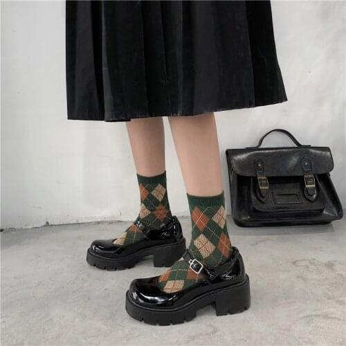 Lucyever Patent Leather Pumps Spring Autumn Mary Jane Shoes Womens Buckle Strap High Heels Retro Platform Lolita Heels Woman