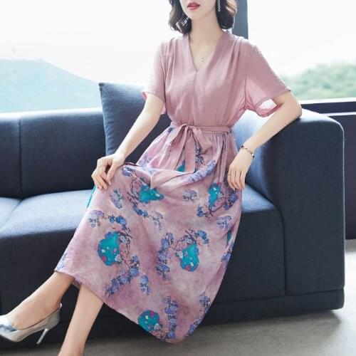 Summer Women Elegant Pink Print Cotton Linen Dress 2021 Casual 3XL Plus Size Floral Midi Dresses Vintage Bodycon Party Vestidos