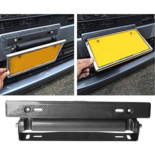1pcs New Universal Racing Carbon Fiber Adjustable Number Car License Plate Frame Holder