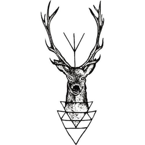 10.5*6cm elk deer head tattoo bucks horn antlers Water Transfer fake tattoo flash tattoo Waterproof Temporary Tattoo Sticker