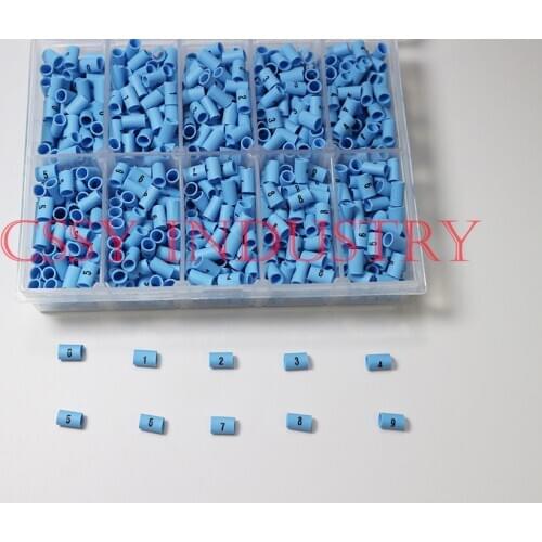 1000pcs/box 1.5mm2 10 different number red yellow blue 3 color 0-9 cable marker set