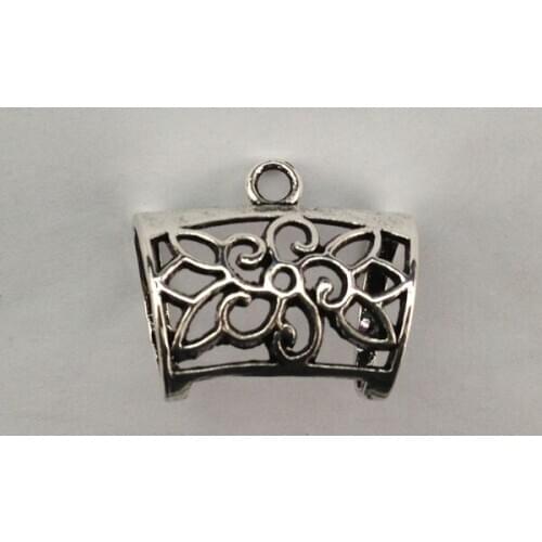 20PCS Antiqued silver Floral Design Scarf Ring Bails A15444