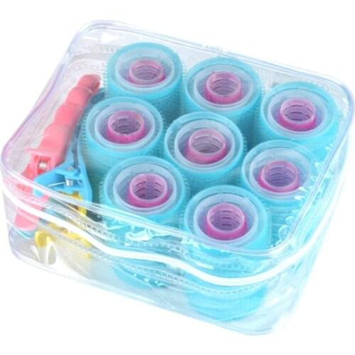 24pcs Look & Loop Hair Rollers & 6pcs Hair Section Clips Set Big Self Grip Hair Curlers Bang Cling DIY Hairdressing Kit U1068