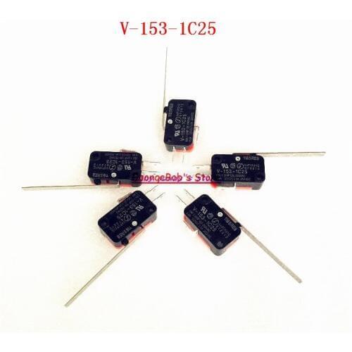 5pcs/Lot V-153-1C25 Micro Limit Switch Long Hinge Lever Arm 15A 250VAC SPDT NO NC Snap Action