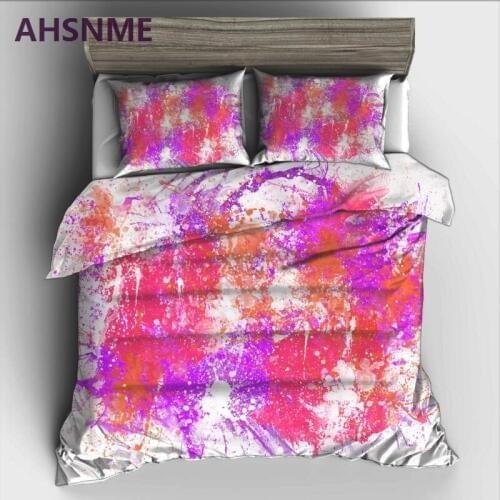 AHSNME Brilliant Color Art Bedding Set High-definition Print Quilt Cover for RU AU EU King Double Size Market jogo de cama