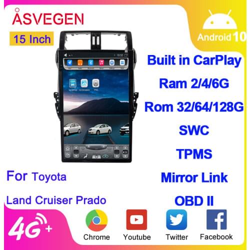 15" Android 9.0 Car Multimedia Stereo Player For Toyota Land Cruiser Prado 2015-2017 Car Video GPS Navigation Player