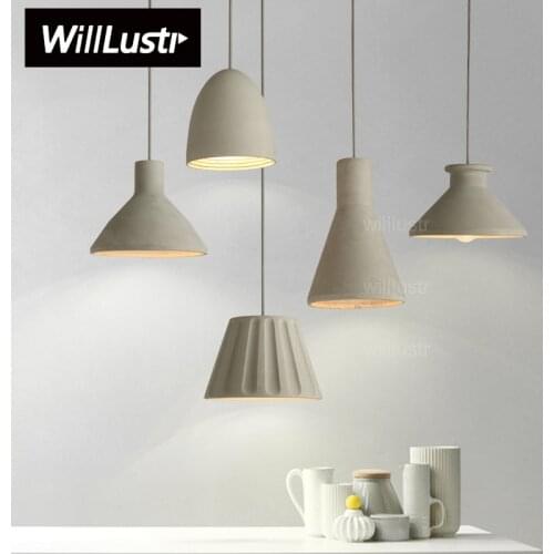 Willlustr cement pendant Lamp concrete hanging light modern suspension lighting dinning room kitchen island hotel restaurant bar