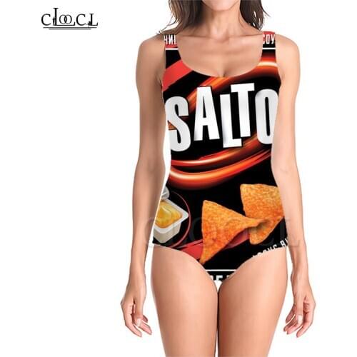CLOOCL Newest Fashion Delicious Potato Chips 3D Print One-piece Women Beachwear Bathing Suit Sleeveless Sexy Beach Swimsuit