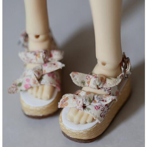 D01-P128 children handmade toy 1/3 1/4 Doll Accessories BJD/SD doll shoes Red floral cake sandals 1pair