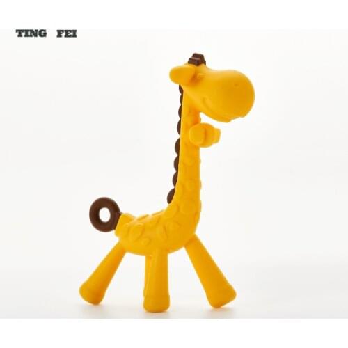 Fawn Silicone Food Grade Teether Colorful Cartoon Animal BPA Free Rodent Teether Baby Chew Toy