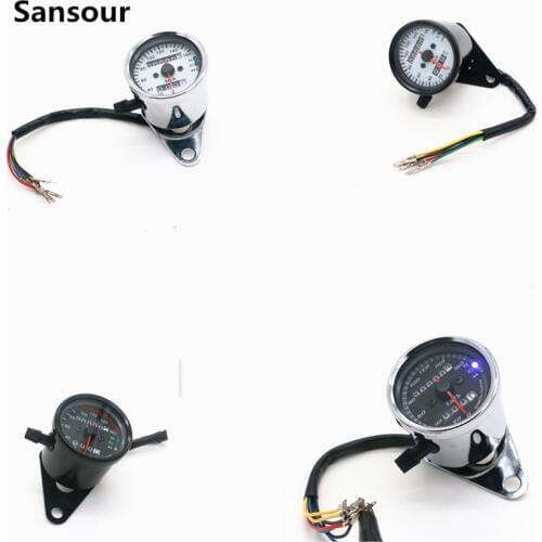 Sansour Motorcycle Dual Odometer Speedomet Gauge ATV Bike Scooter Backlit Dual Speed meter with LED Indicator DC 12V 0~160km/h