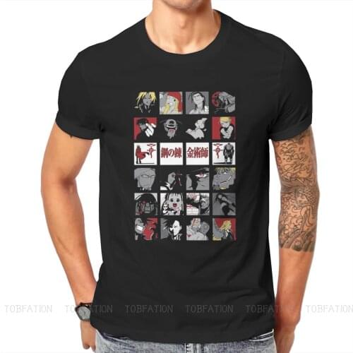 Art Fullmetal Alchemist Anime T Shirt Classic Grunge Loose Crewneck TShirt Top sell Harajuku Mens Streetwear