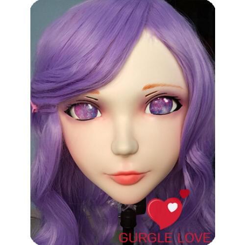 GL011)Female Sweet Girl Resin Kigurumi BJD Mask Cosplay Japanese Anime Role Lolita Lifelike Real Mask Crossdress Sex Love Doll