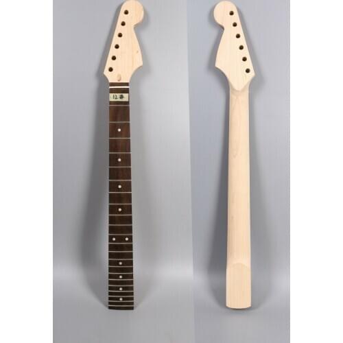 22 fret Guitar Neck 25.5inch Maple Rosewood Fretboard Dot Inlay Unfinished DIY