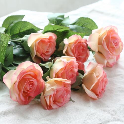 12pcs/lot Artificial Flowers Silk Real Touch Rose Flowers Wedding Bouquet Home Party Fake Flowers Decor Rose Party Supplies