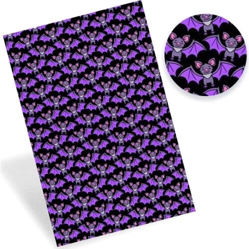 JOJO BOWS Halloween Pumpkin Faux Leather Fabric For Crafts 22*30cm Printed Synthetic Leather Sheets DIY Hair Bows Handmade Bags