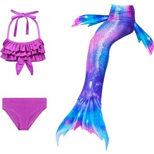 3 Pcs Mermaid Princess Cosplay Costume Kids Swimmable Swimwear Mermaid Tails for Swimming Children Beach Clothes Girls Swimsuit