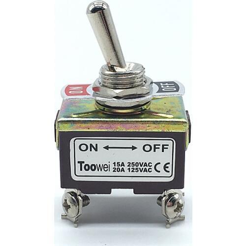 1PC Locking Toggle Switch Silver Contacts 4 Pin Screw ON OFF Rocker Switch 15A 250VAC/20A 125VAC
