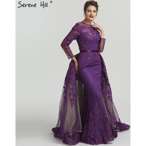 Muslim Long Sleeve Turkish Arabic Lace Mermaid Formal Evening Prom Party Gown Dress Robe De Soiree Kaftan Dubai Gowns BLA6548